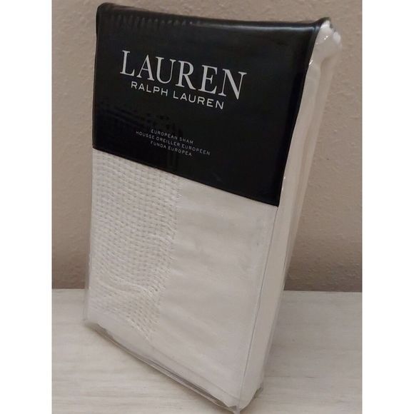 Ralph Lauren TEXTURE STRIPE White Cotton Linen Euro European Pillow Sham 26"x26" - Picture 2 of 11